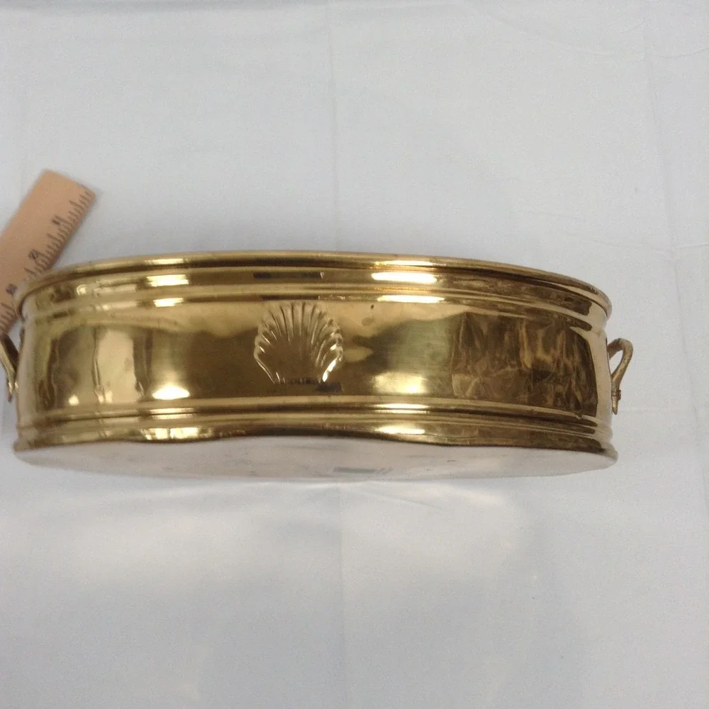 Laquered Solid‎ Brass Hosley Planter Oblong with Handles Made in India